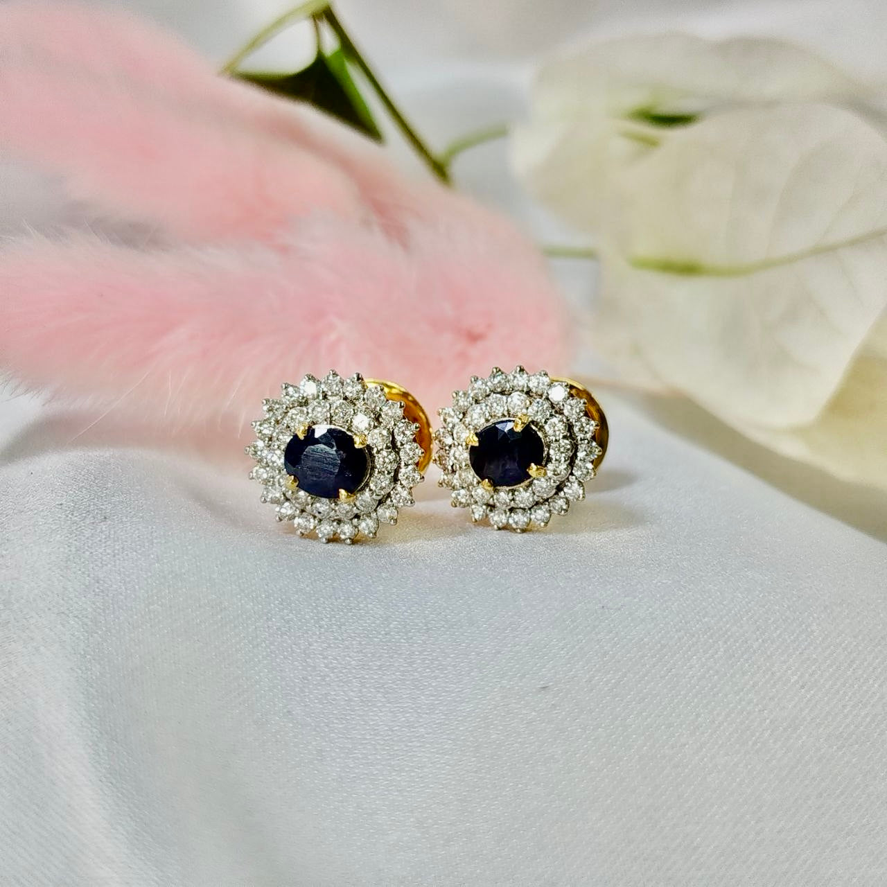 Brilliant 1.9 Carats Sapphire with Diamond Earring