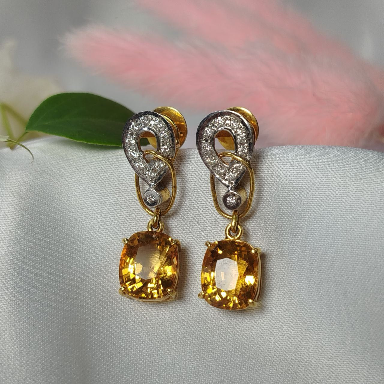 Brilliant 4.8 Carats Citrine Gem Earrings