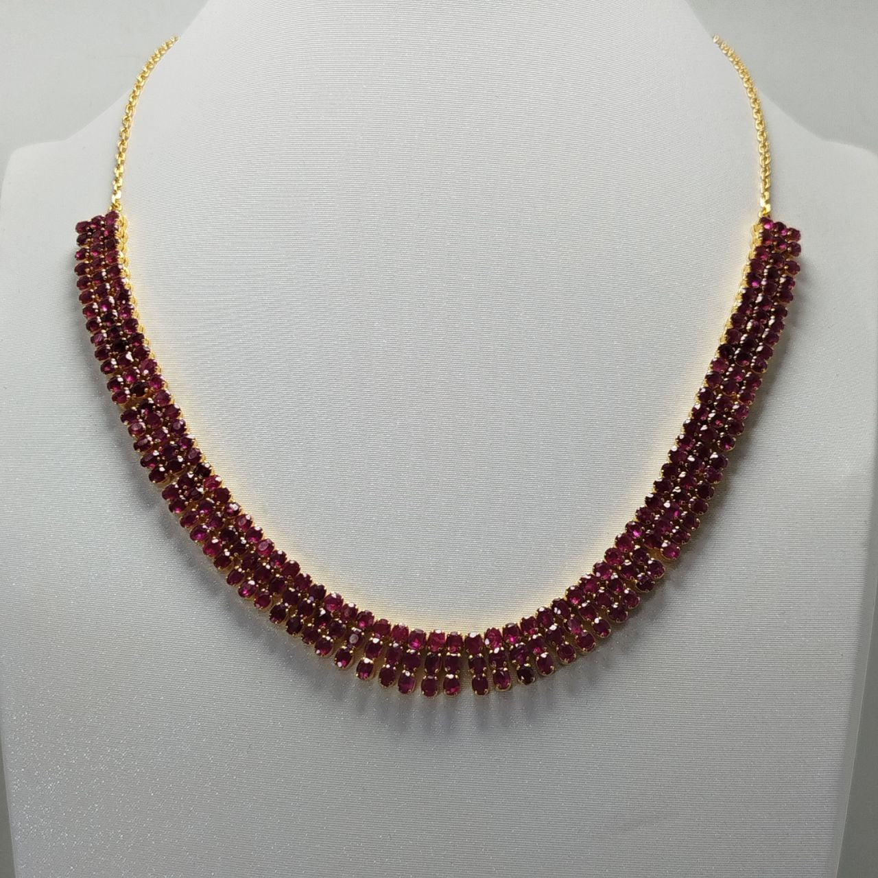 Natural Burma Ruby Necklace with 18K Gold