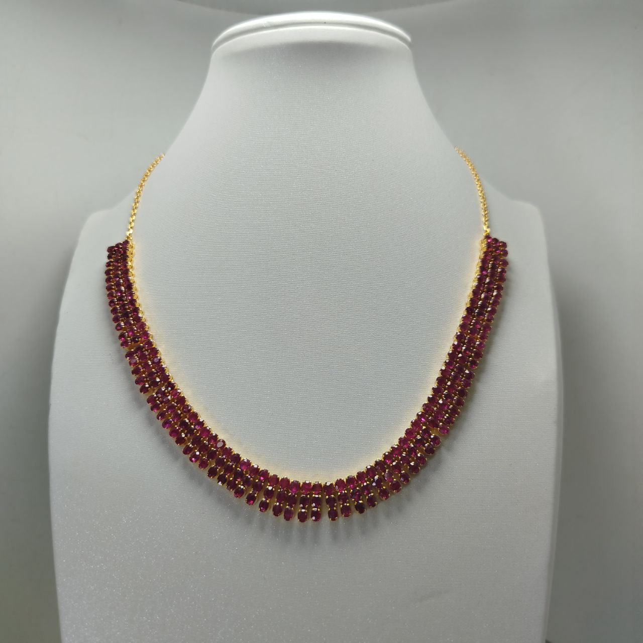 Natural Burma Ruby Necklace with 18K Gold