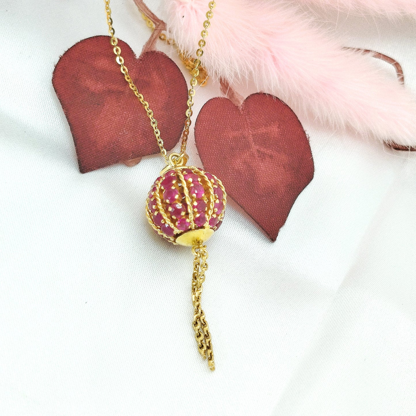 Natural Burmese Ruby Pendant with 18K Gold