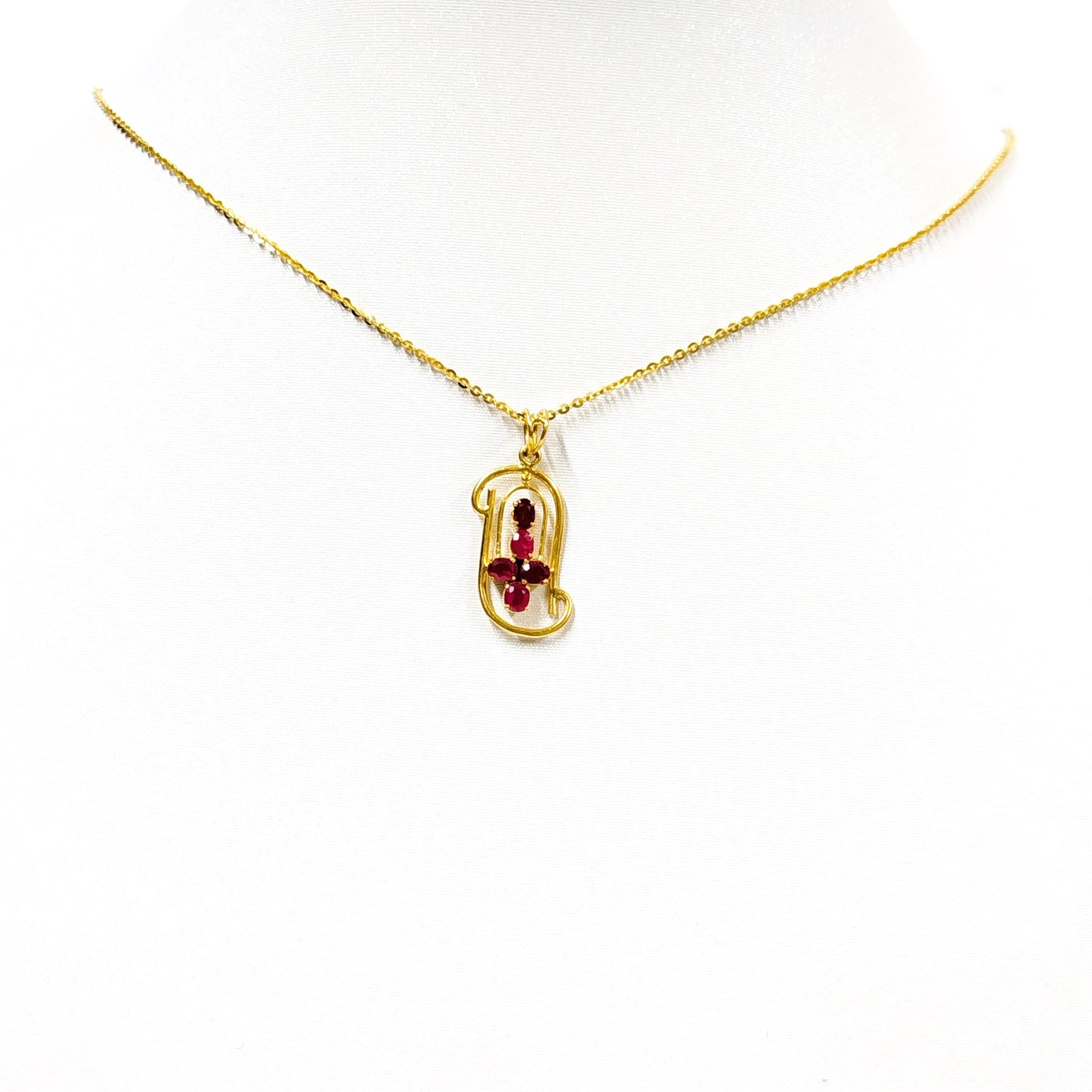 Natural Burmese Ruby Pendant with 18K Gold
