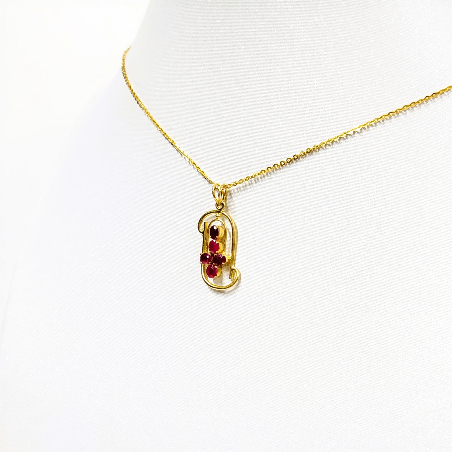 Natural Burmese Ruby Pendant with 18K Gold