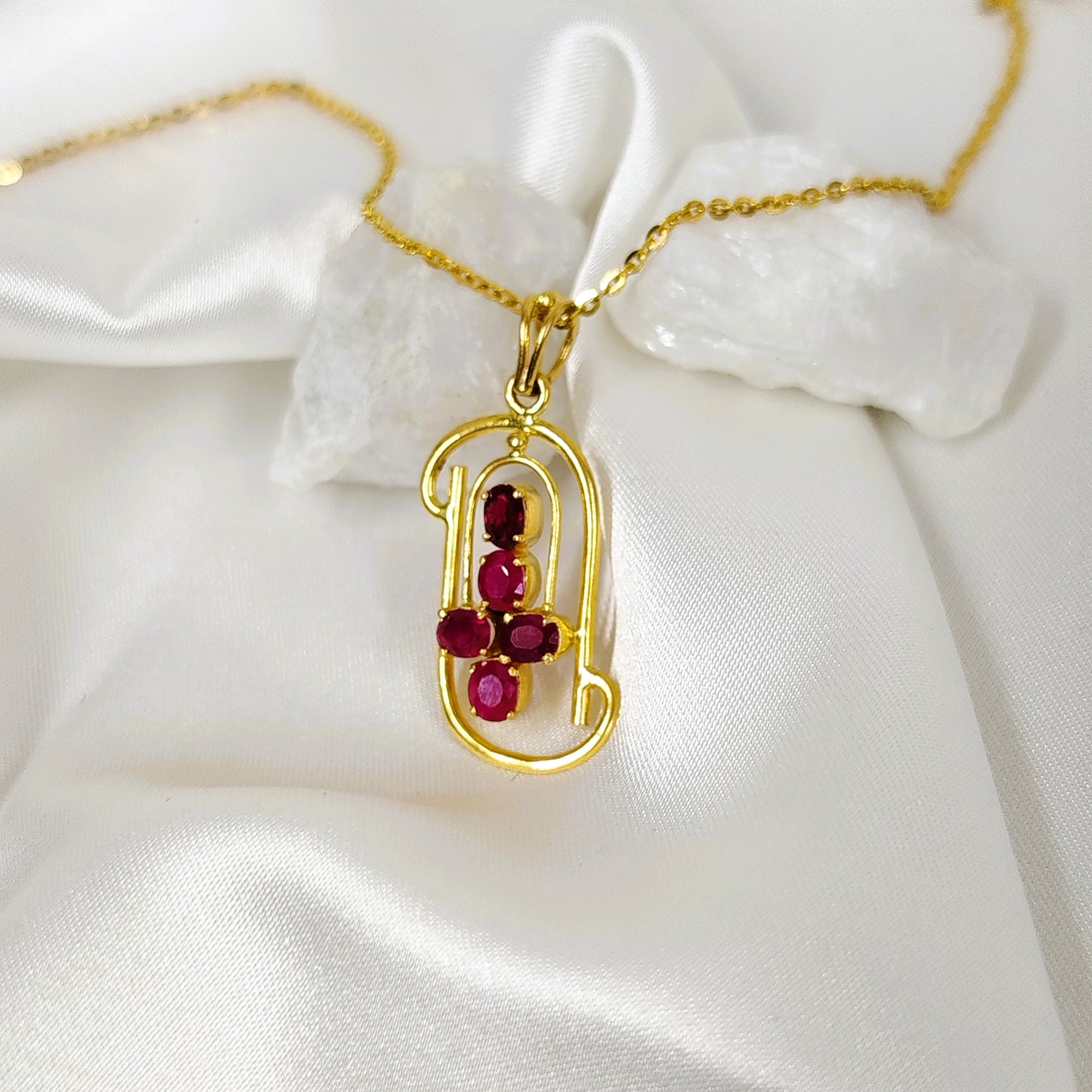 Natural Burmese Ruby Pendant with 18K Gold
