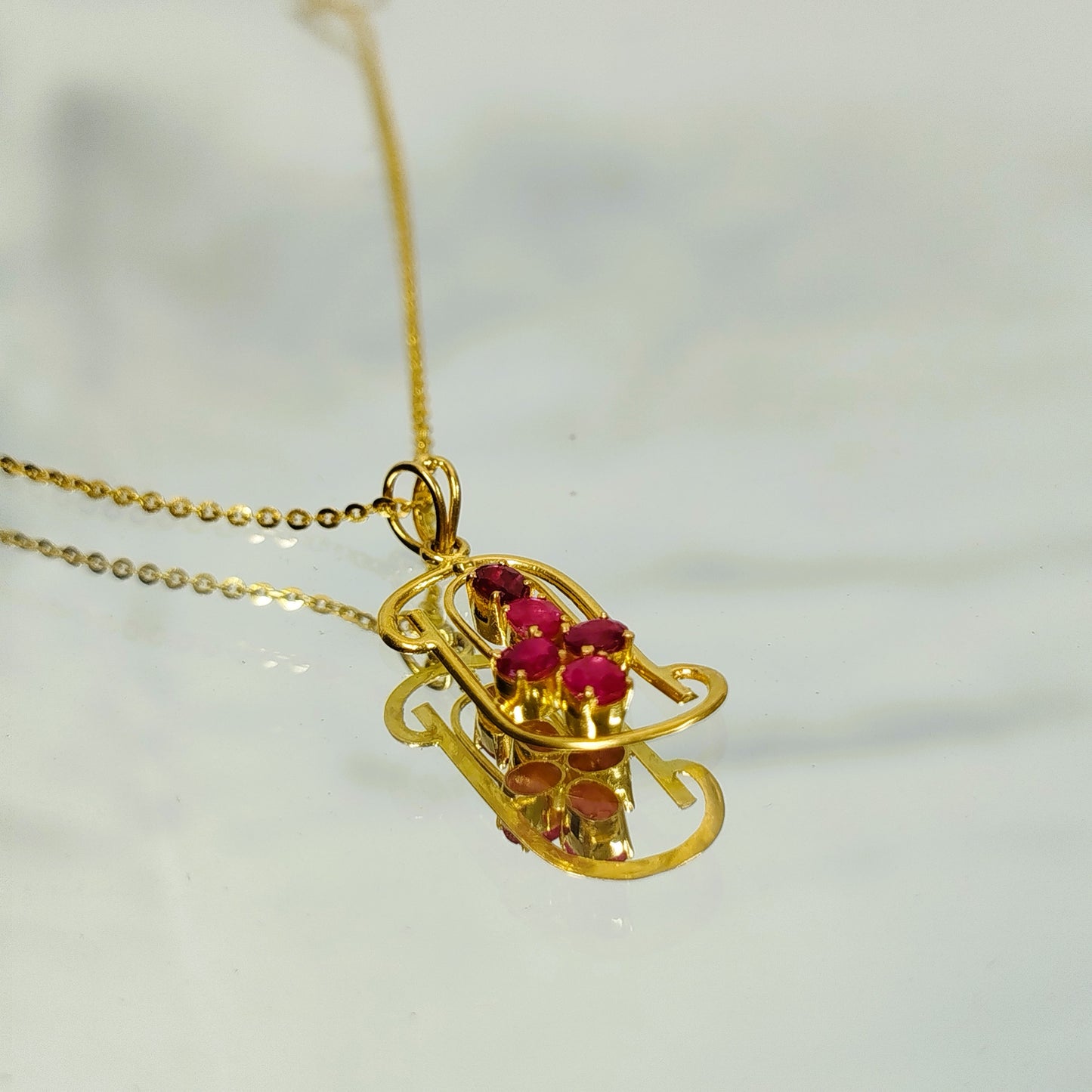 Natural Burmese Ruby Pendant with 18K Gold