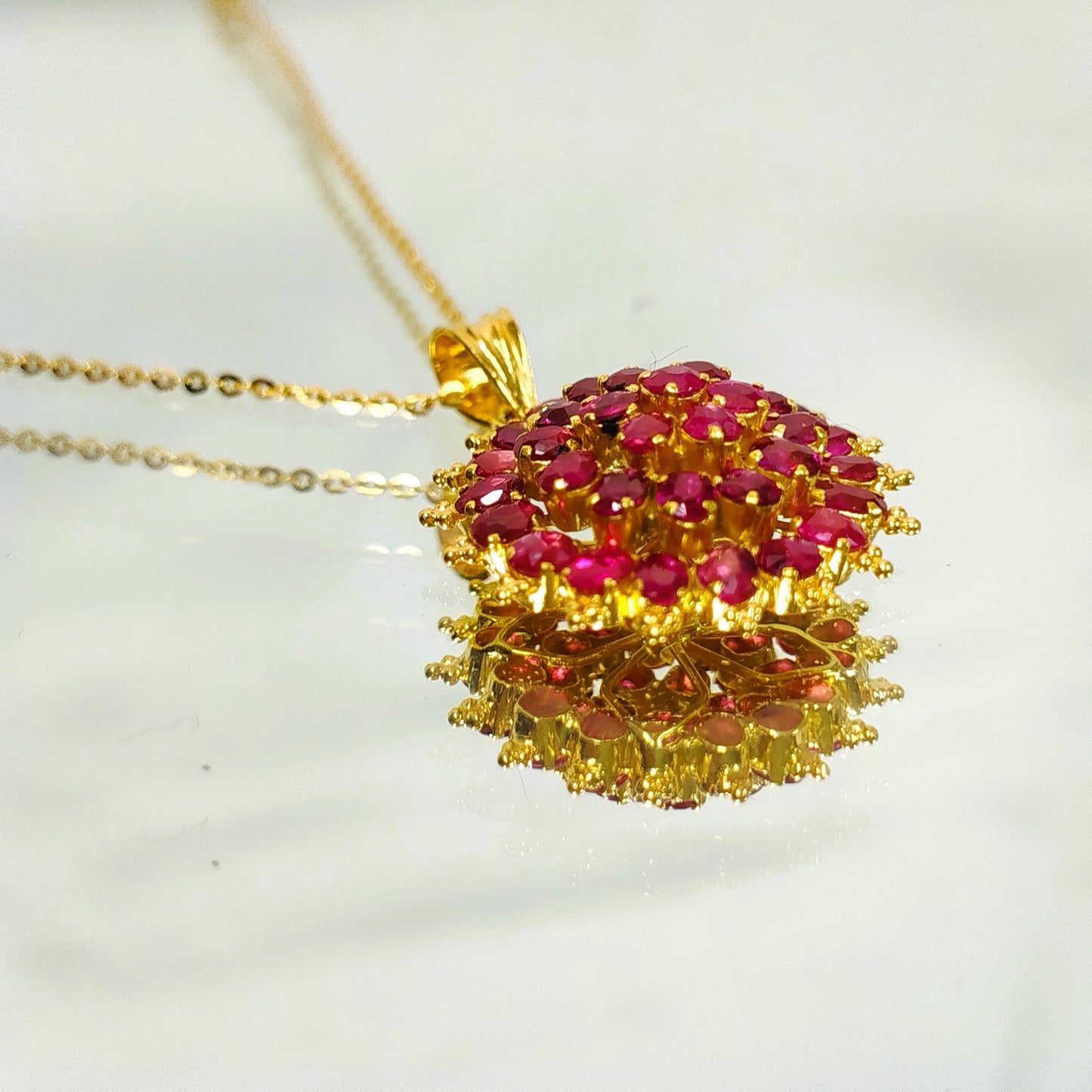 Natural Burmese Ruby Pendant with 18K Gold