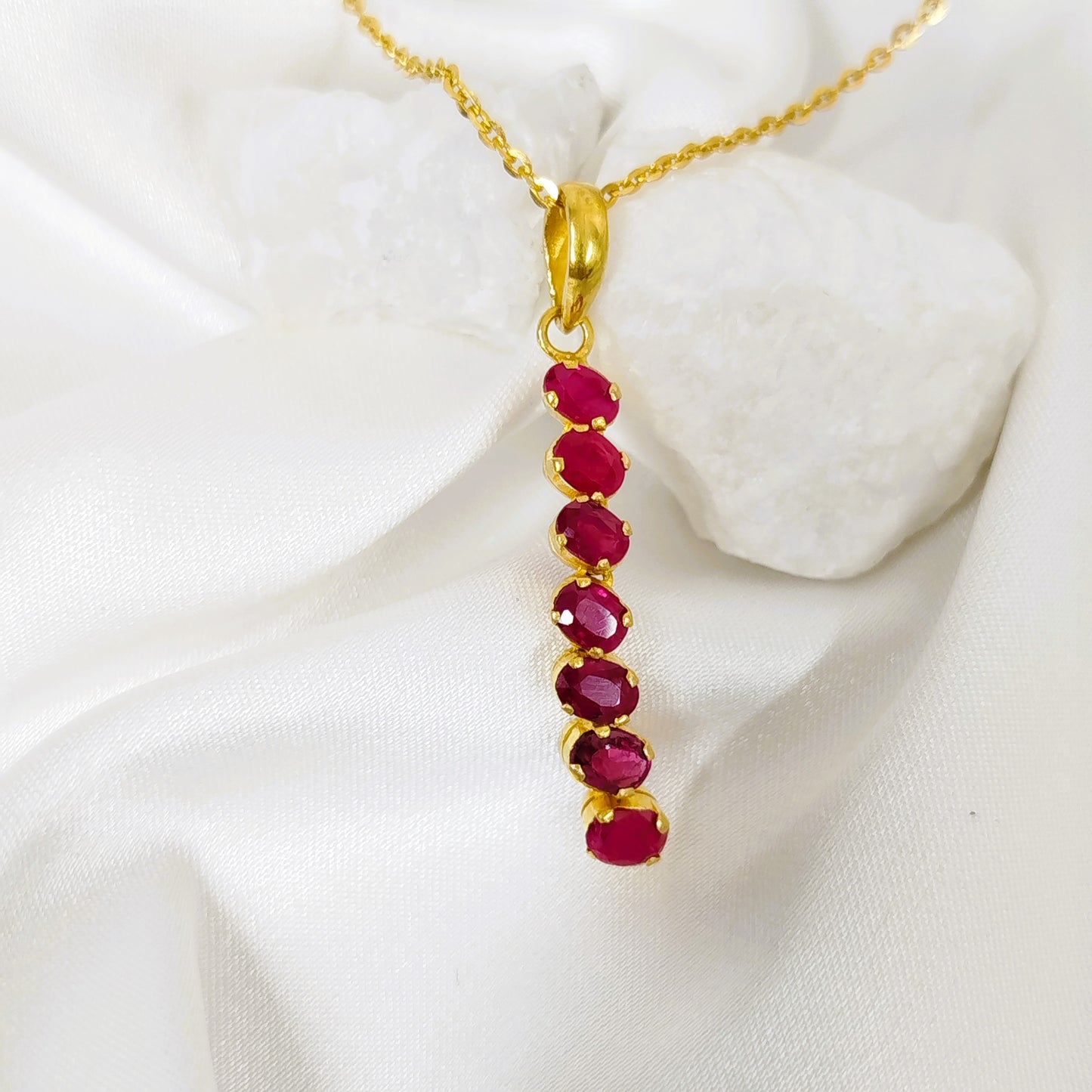 Natural Burmese Ruby Pendant with 18K Gold