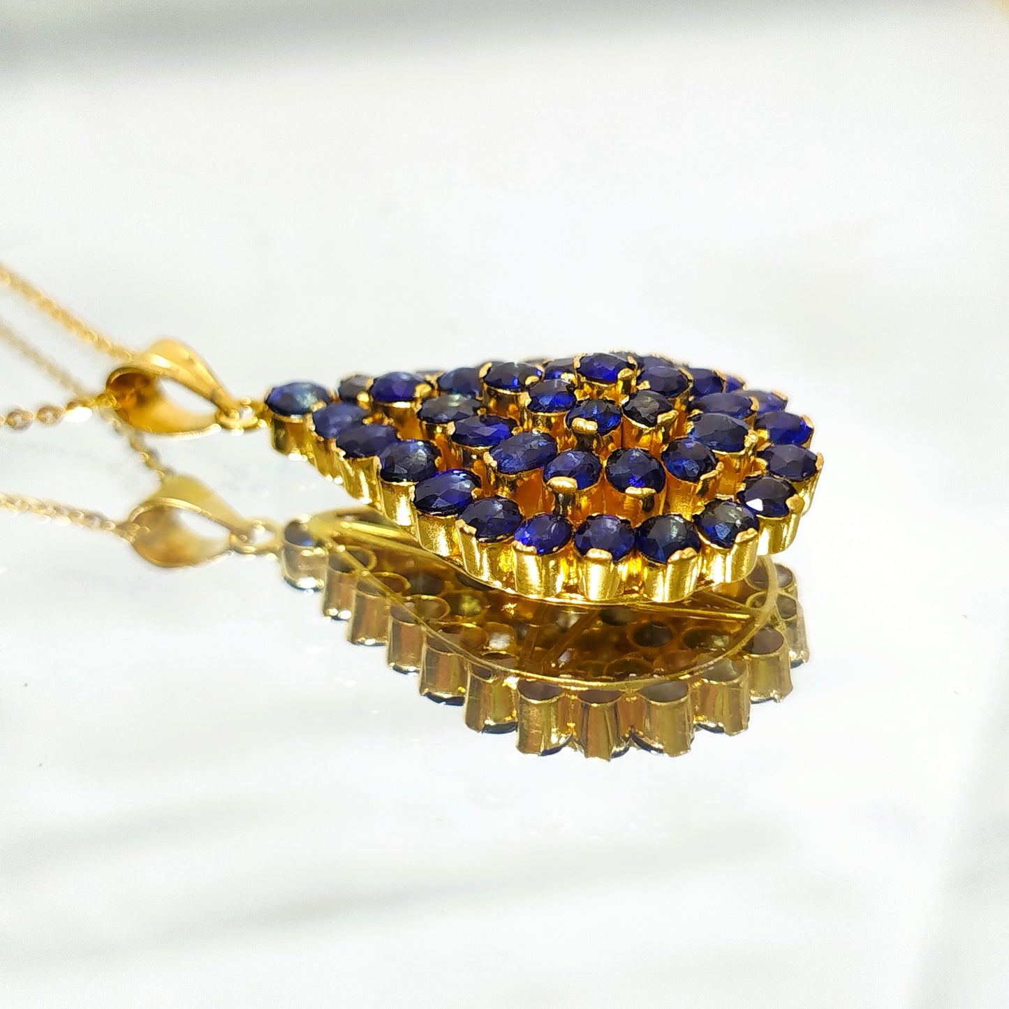 Blue Sapphire Pendant with 18K Gold