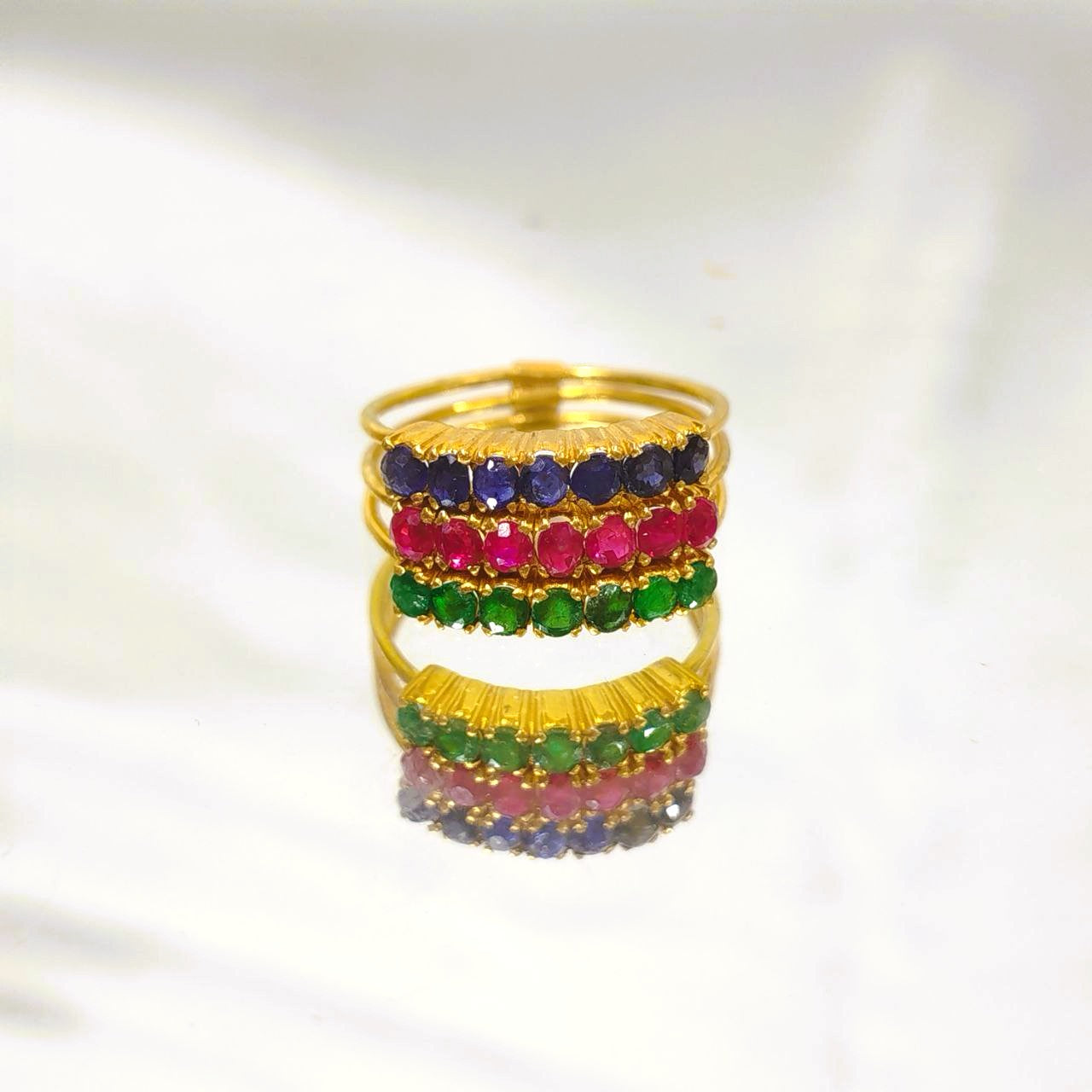 Ring made of three precious gems -Trinity Glow