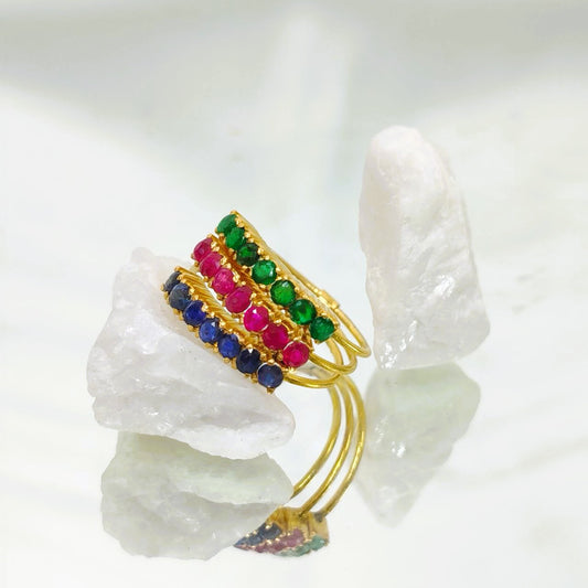 Ring made of three precious gems -Trinity Glow