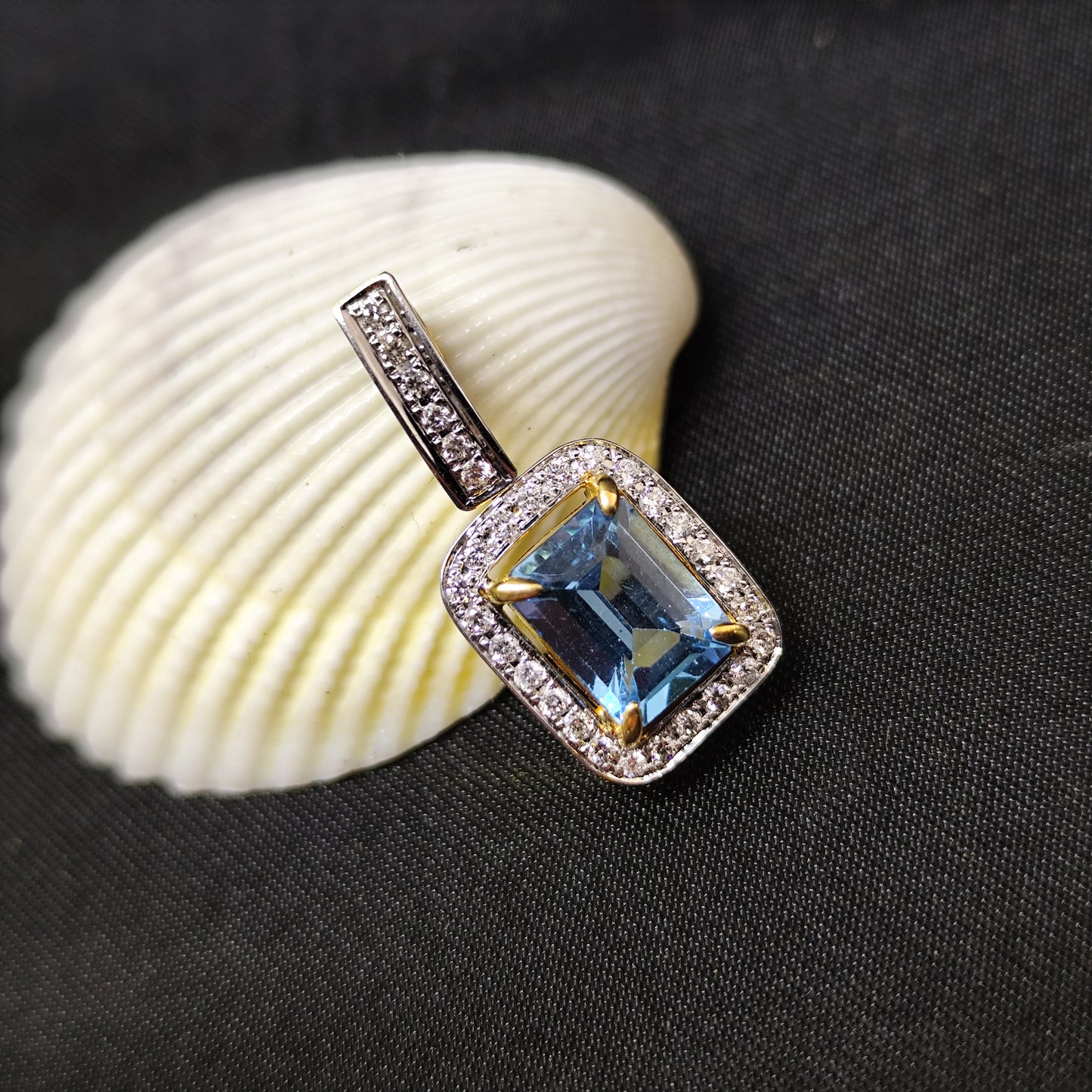 Blue Topaz with Diamond Pendant