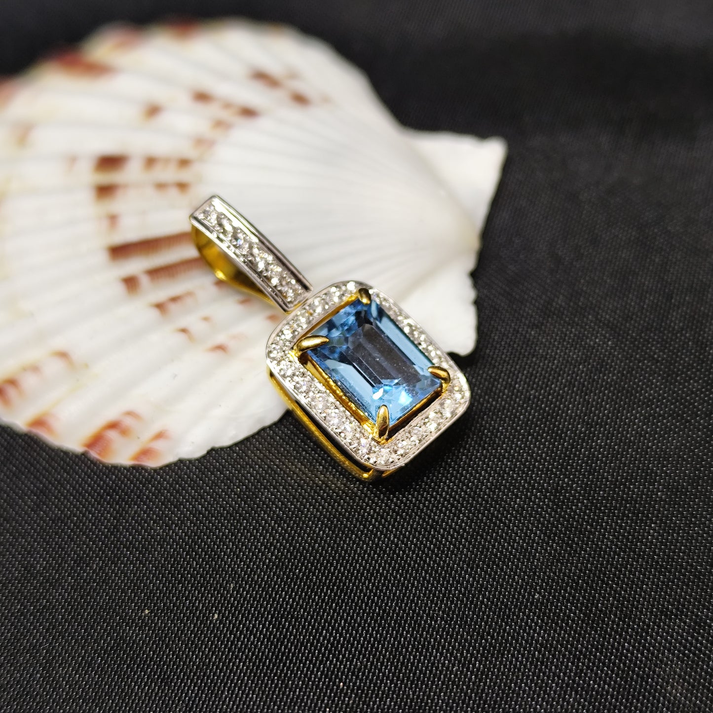 Blue Topaz with Diamond Pendant