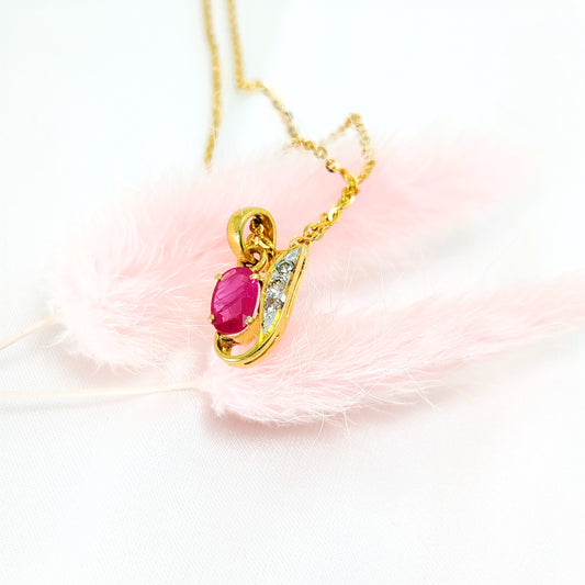 Natural Ruby Pendant with small Diamond