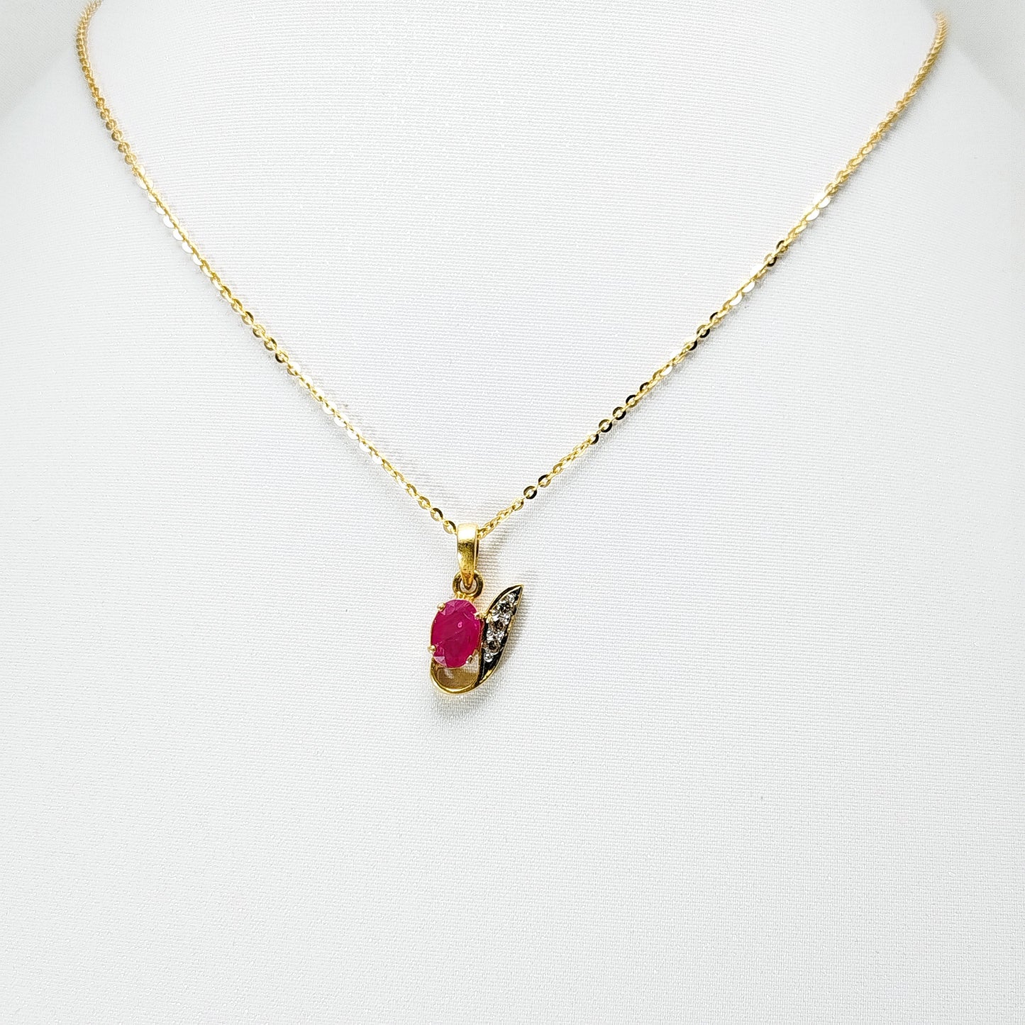 Natural Ruby Pendant with small Diamond