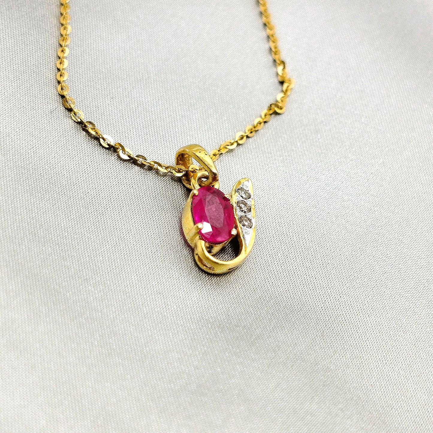 Natural Ruby Pendant with small Diamond