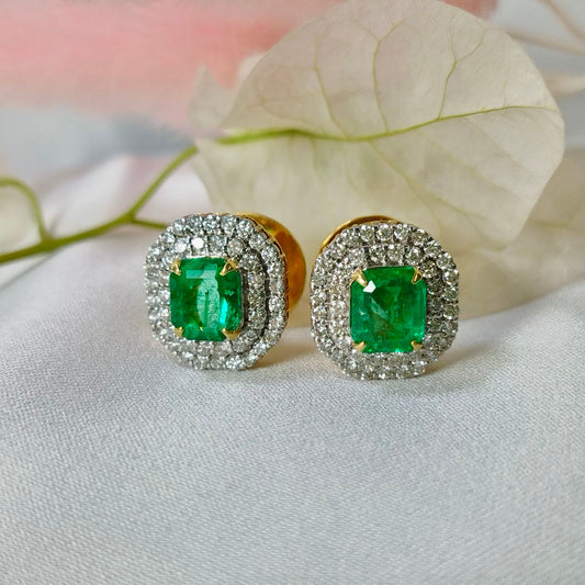 Brilliant 2.03 Carats Columbia Emerald Gem Earrings