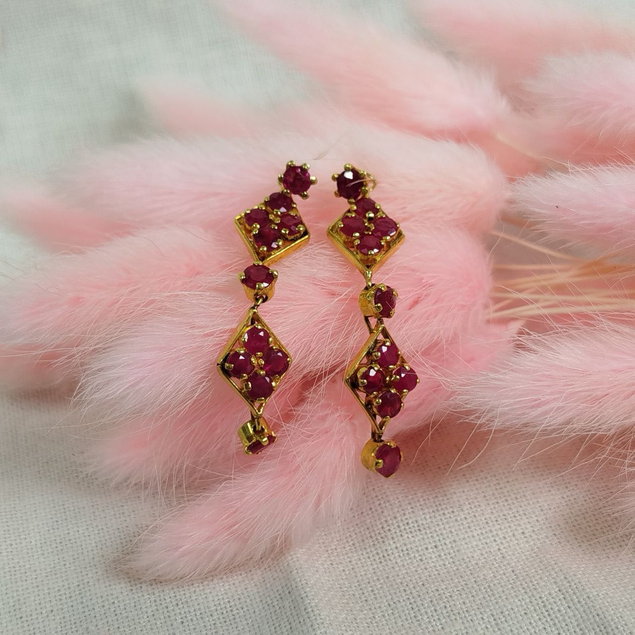 Burmese Ruby Earring with 18K Yellow Gold