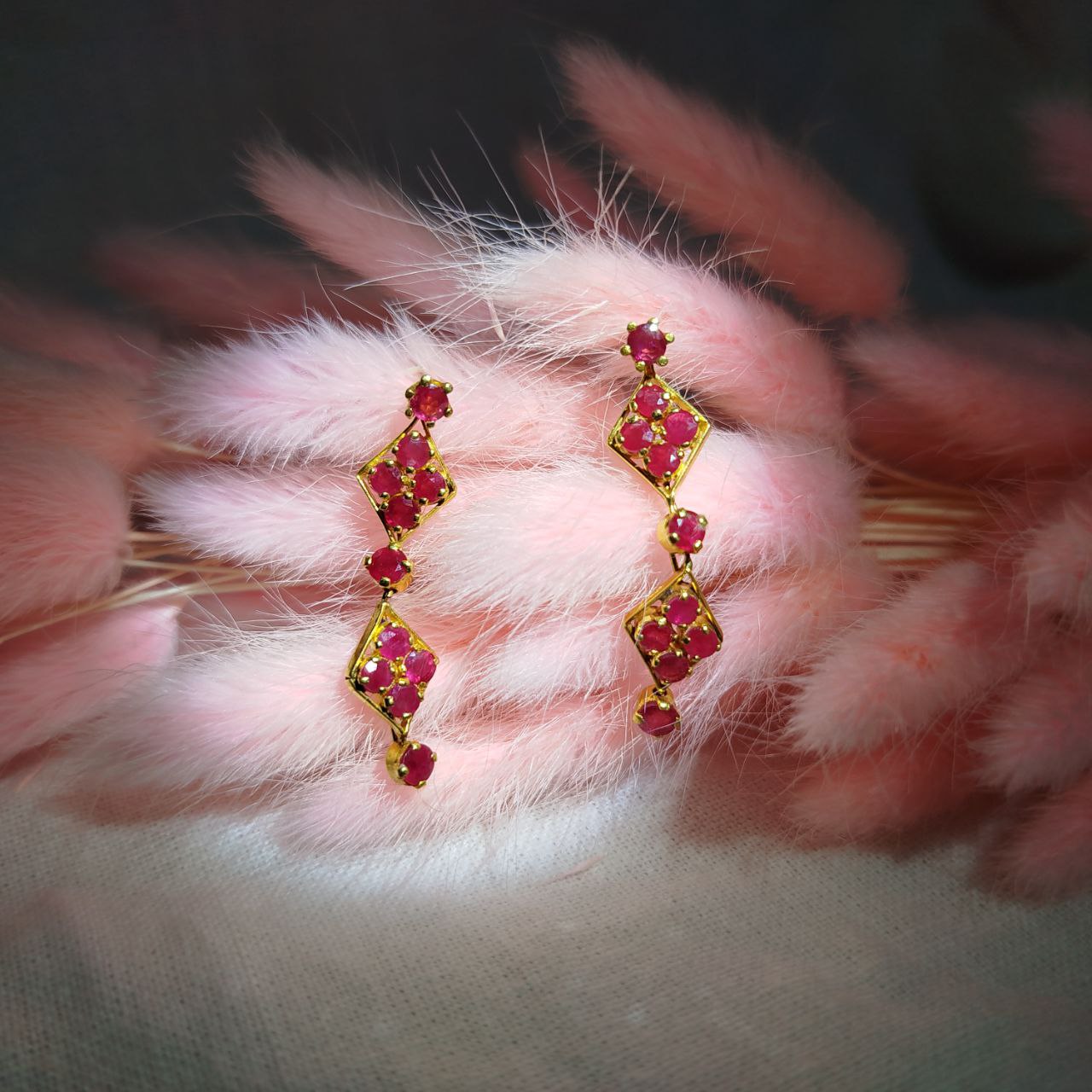 Burmese Ruby Earring with 18K Yellow Gold