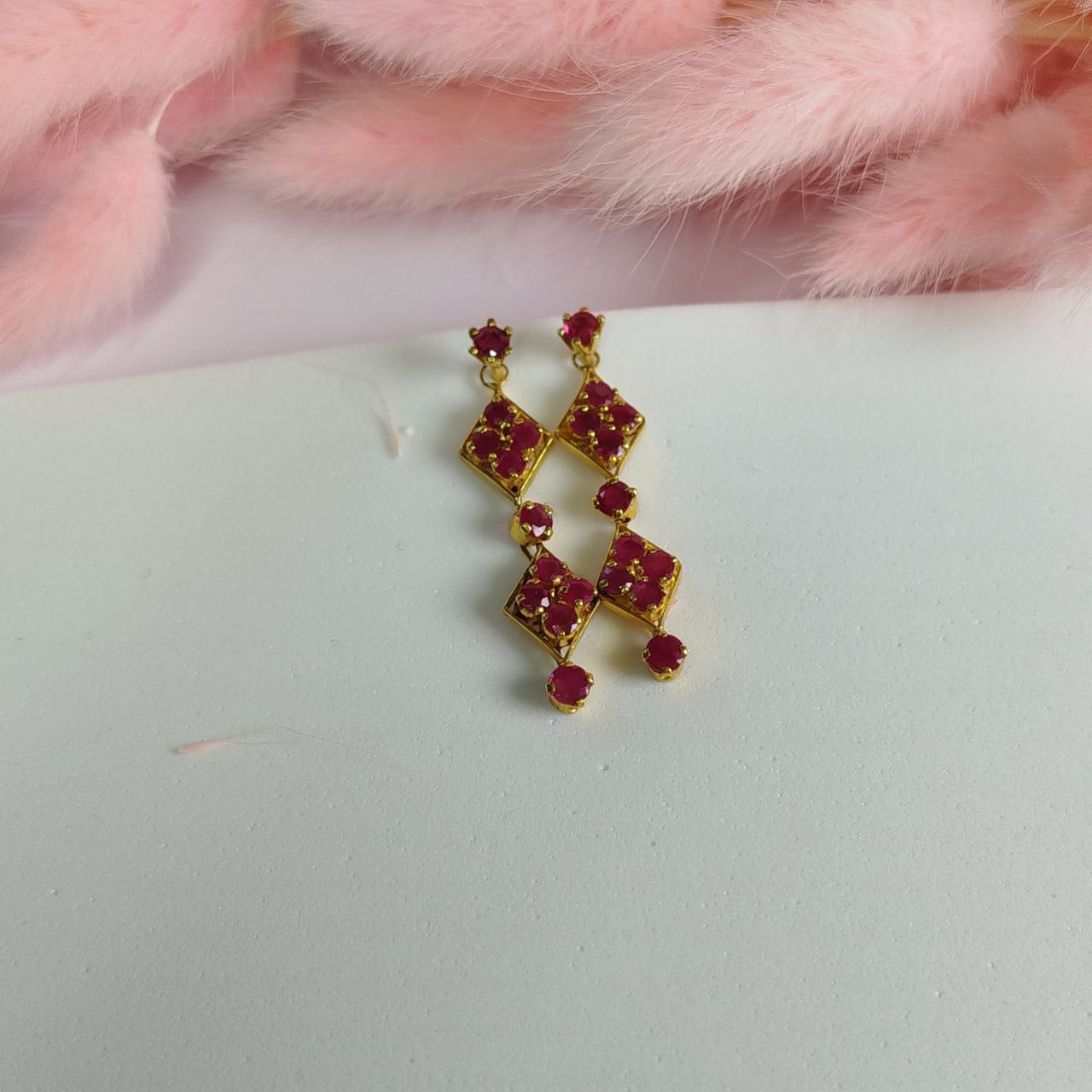 Burmese Ruby Earring with 18K Yellow Gold