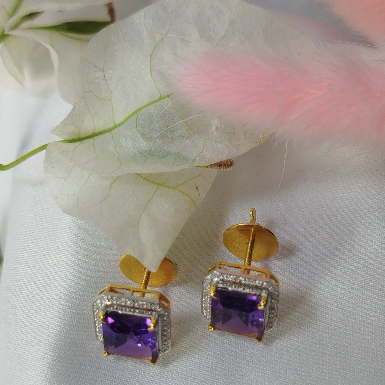 Brilliant 4.15 Carats Amethyst Gem Earrings