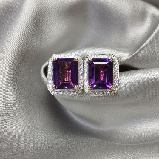 Brilliant 4.15 Carats Amethyst Gem Earrings
