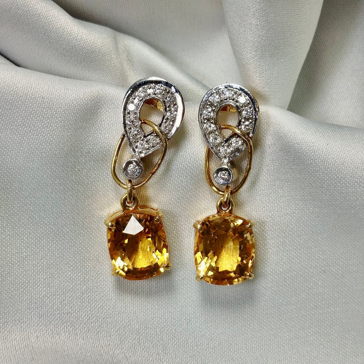 Brilliant 4.8 Carats Citrine Gem Earrings