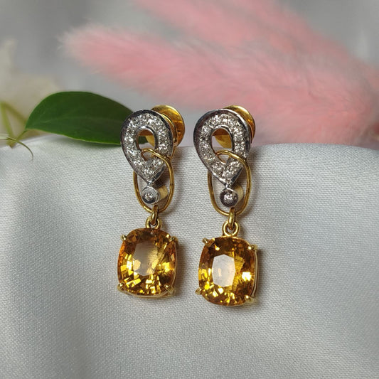 Brilliant 4.8 Carats Citrine Gem Earrings