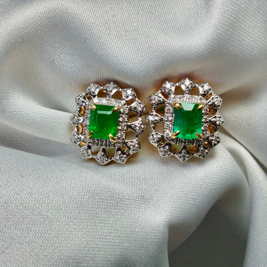 Brilliant 1.6 Carats Columbia Emerald Gem Earrings