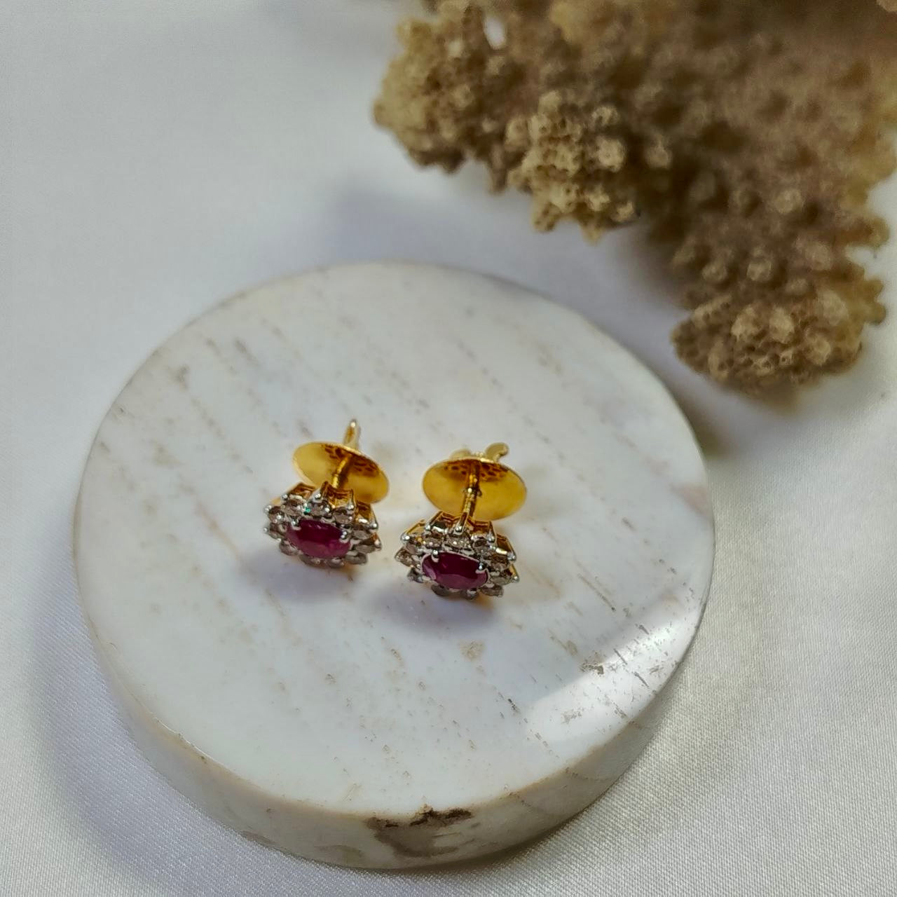 Brilliant 2.03 Carats Burmese Ruby Pigeon colour Earrings