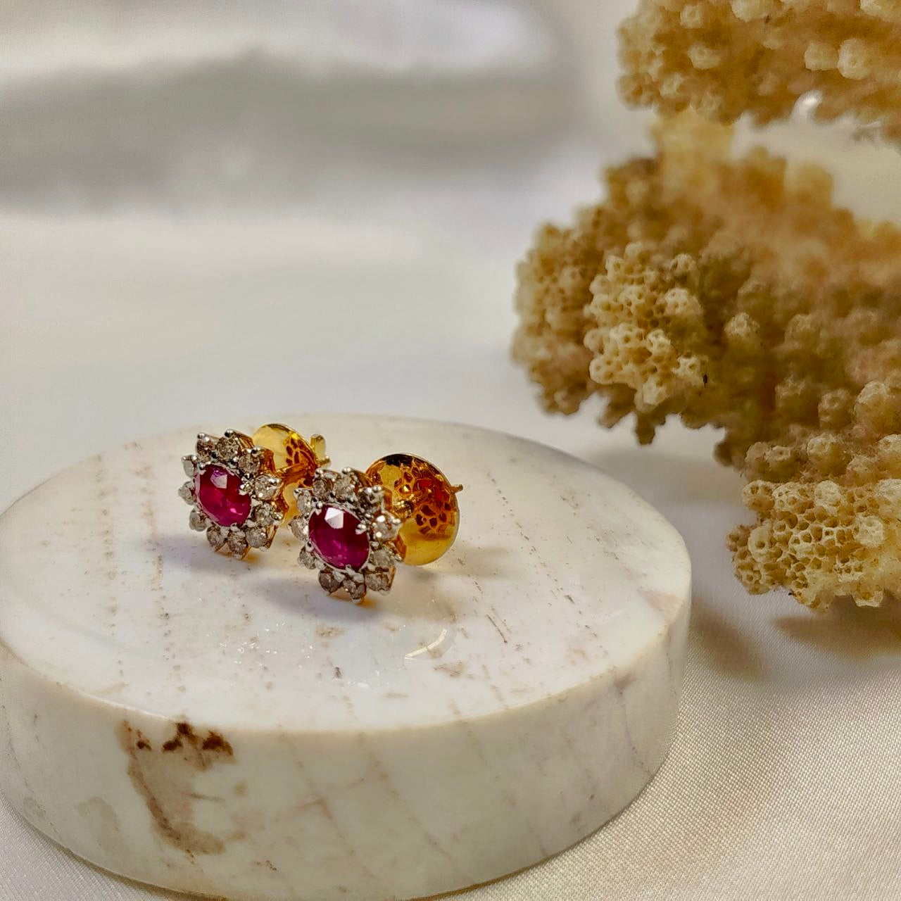 Brilliant 2.03 Carats Burmese Ruby Pigeon colour Earrings