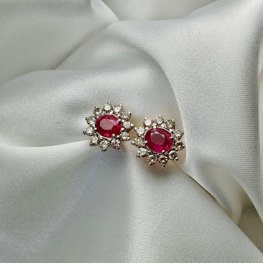 Brilliant 2.03 Carats Burmese Ruby Pigeon colour Earrings