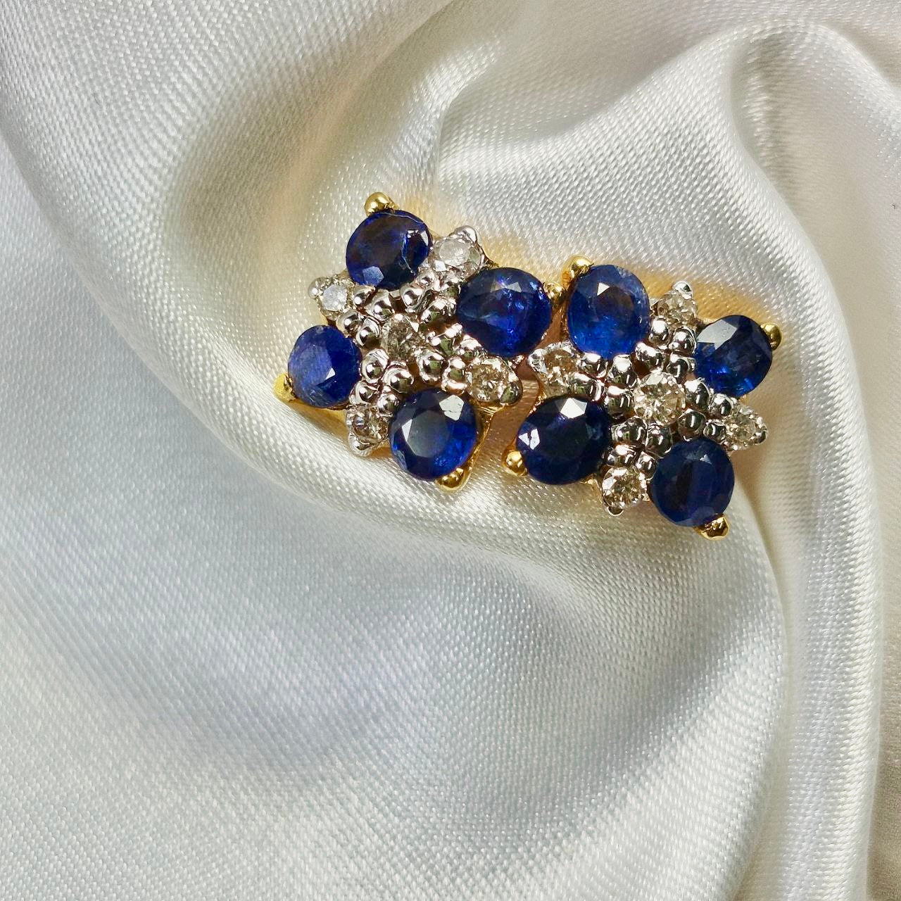 Brilliant Blue Sapphire with Diamond Earring