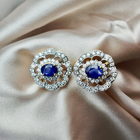 Brilliant 1.5 Carats Blue Sapphire with Diamond