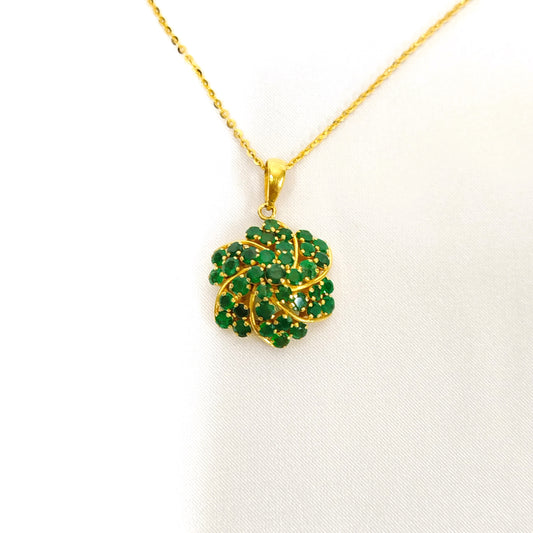 Natural Emerald Pendant with 18K Gold