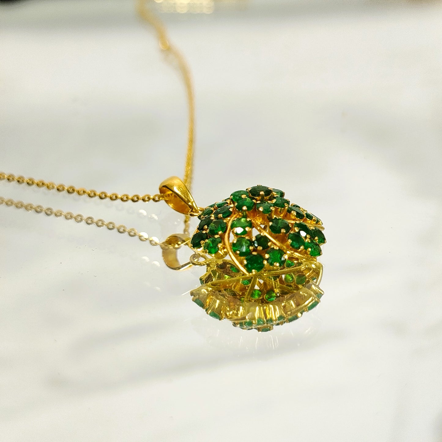 Natural Emerald Pendant with 18K Gold