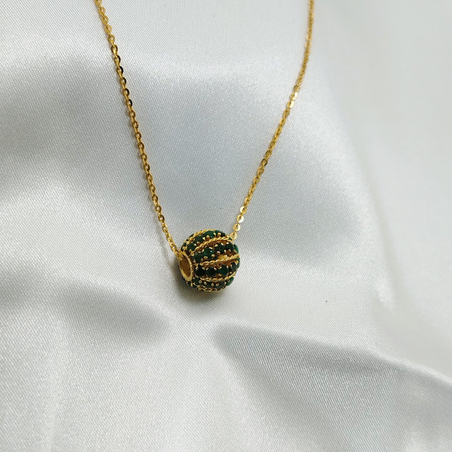 Natural Emerald Pendant with 18K Gold