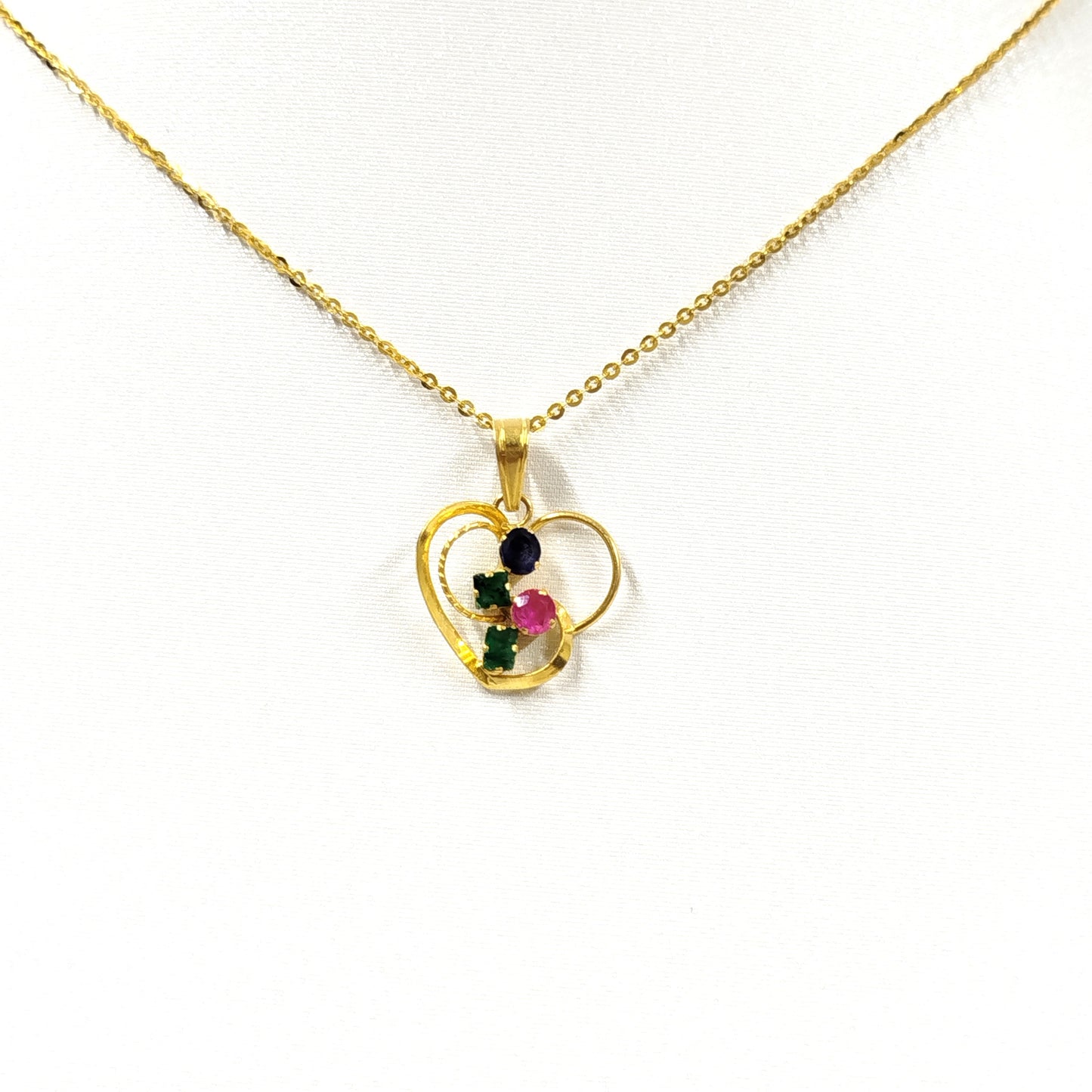 Ruby,Sapphire & Emerald Pendant with 18K Gold