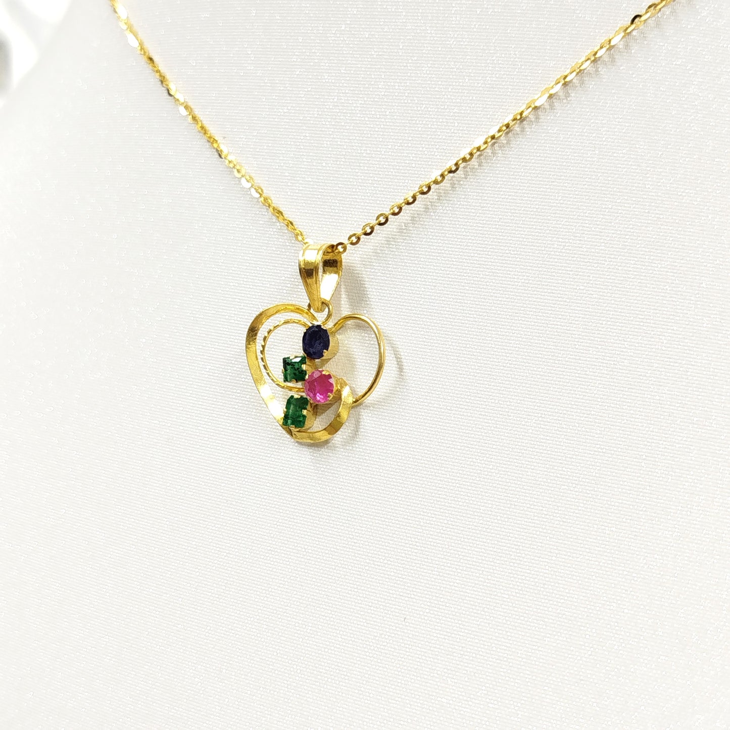 Ruby,Sapphire & Emerald Pendant with 18K Gold