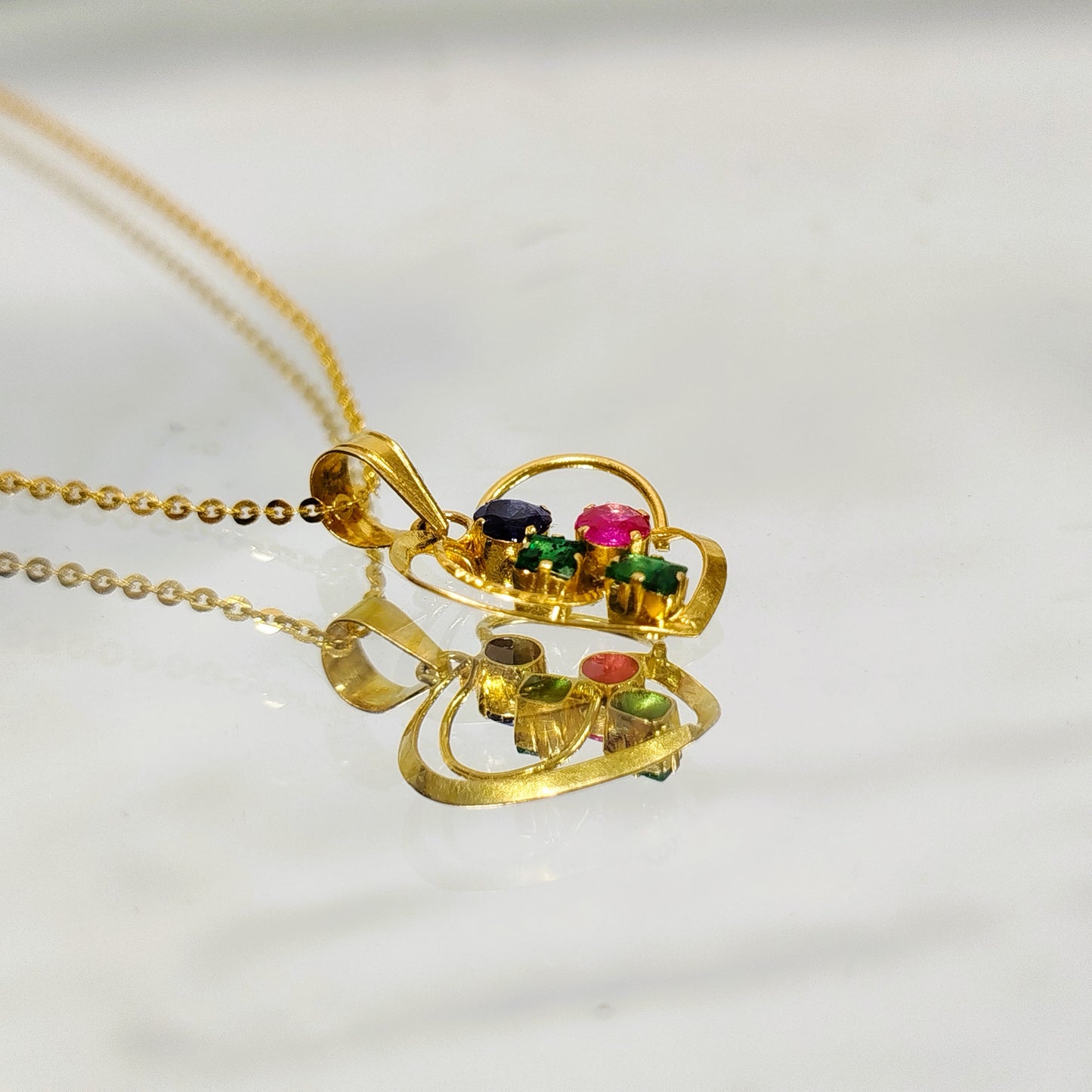 Ruby,Sapphire & Emerald Pendant with 18K Gold