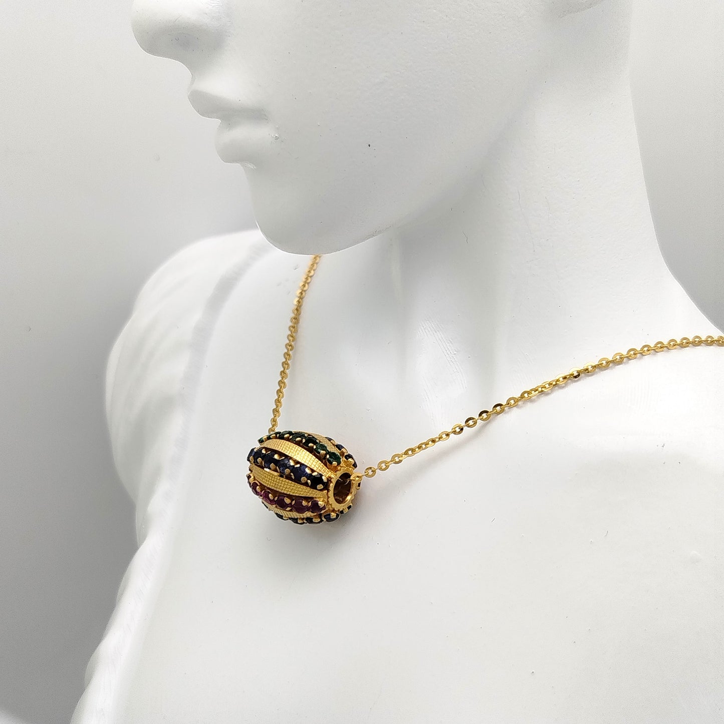 Ruby , Sapphire and Emerald Pendant with 18K Gold