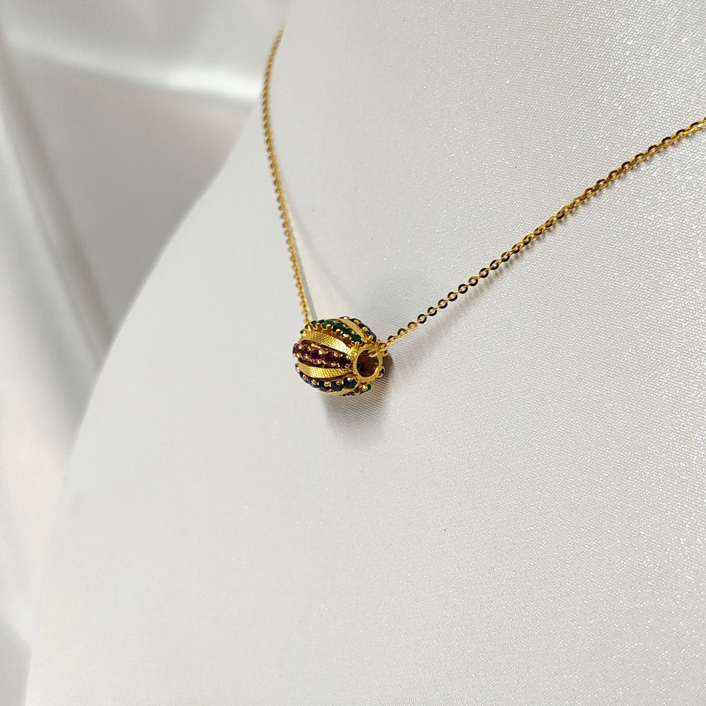 Ruby , Sapphire and Emerald Pendant with 18K Gold