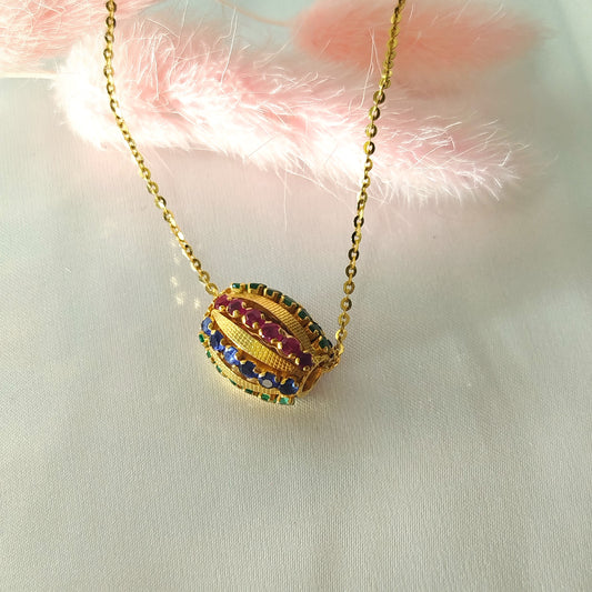 Ruby , Sapphire and Emerald Pendant with 18K Gold