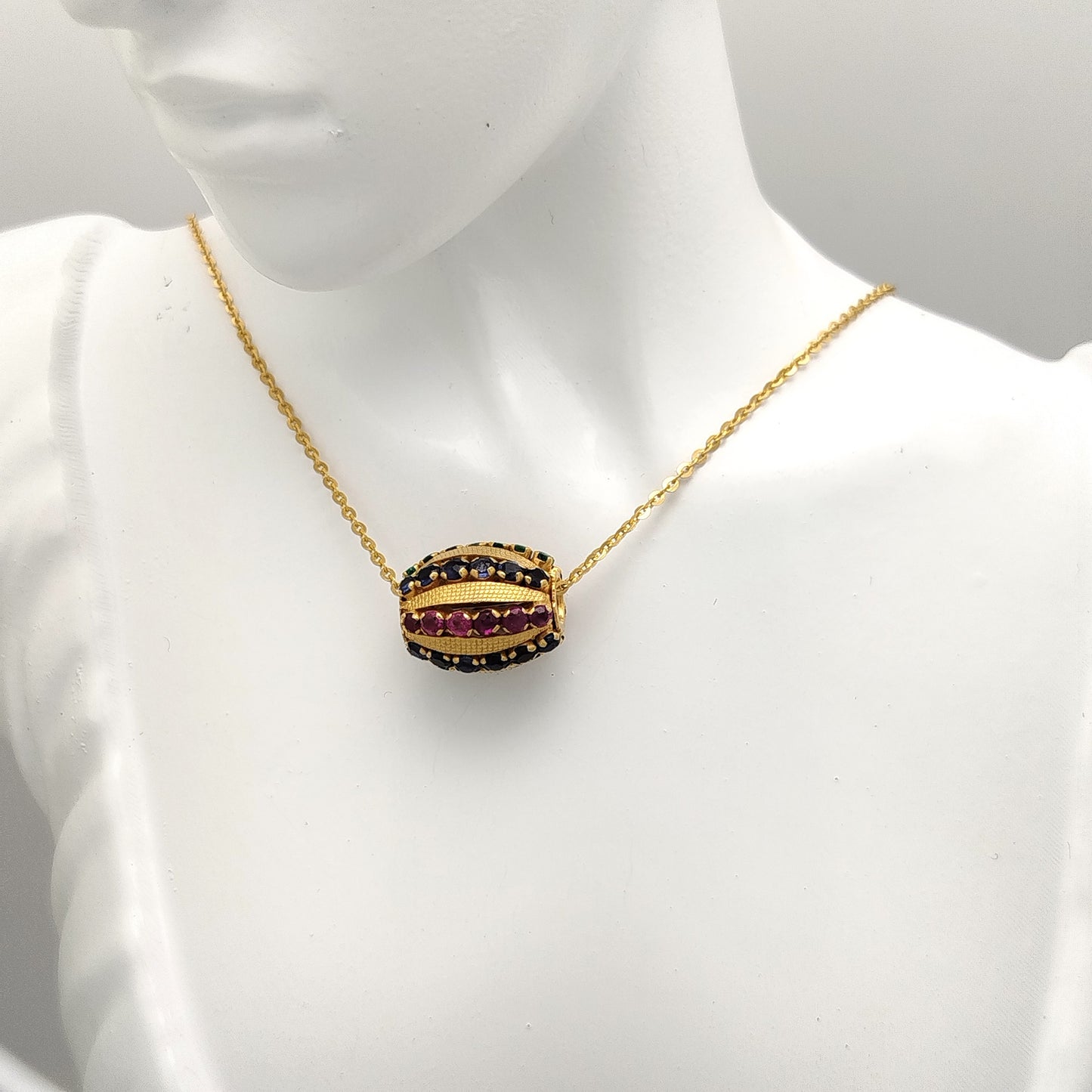 Ruby , Sapphire and Emerald Pendant with 18K Gold