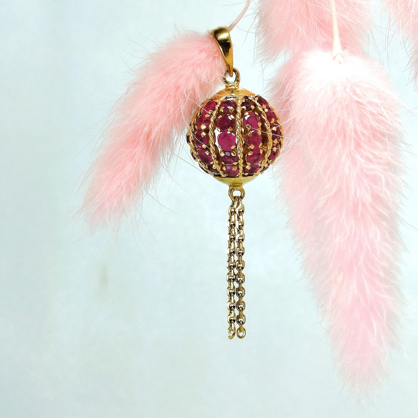 Natural Burmese Ruby Pendant with 18K Gold