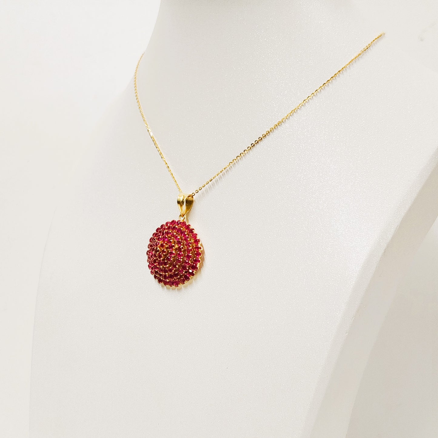 Natural Burmese Ruby Pendant with 18K Gold