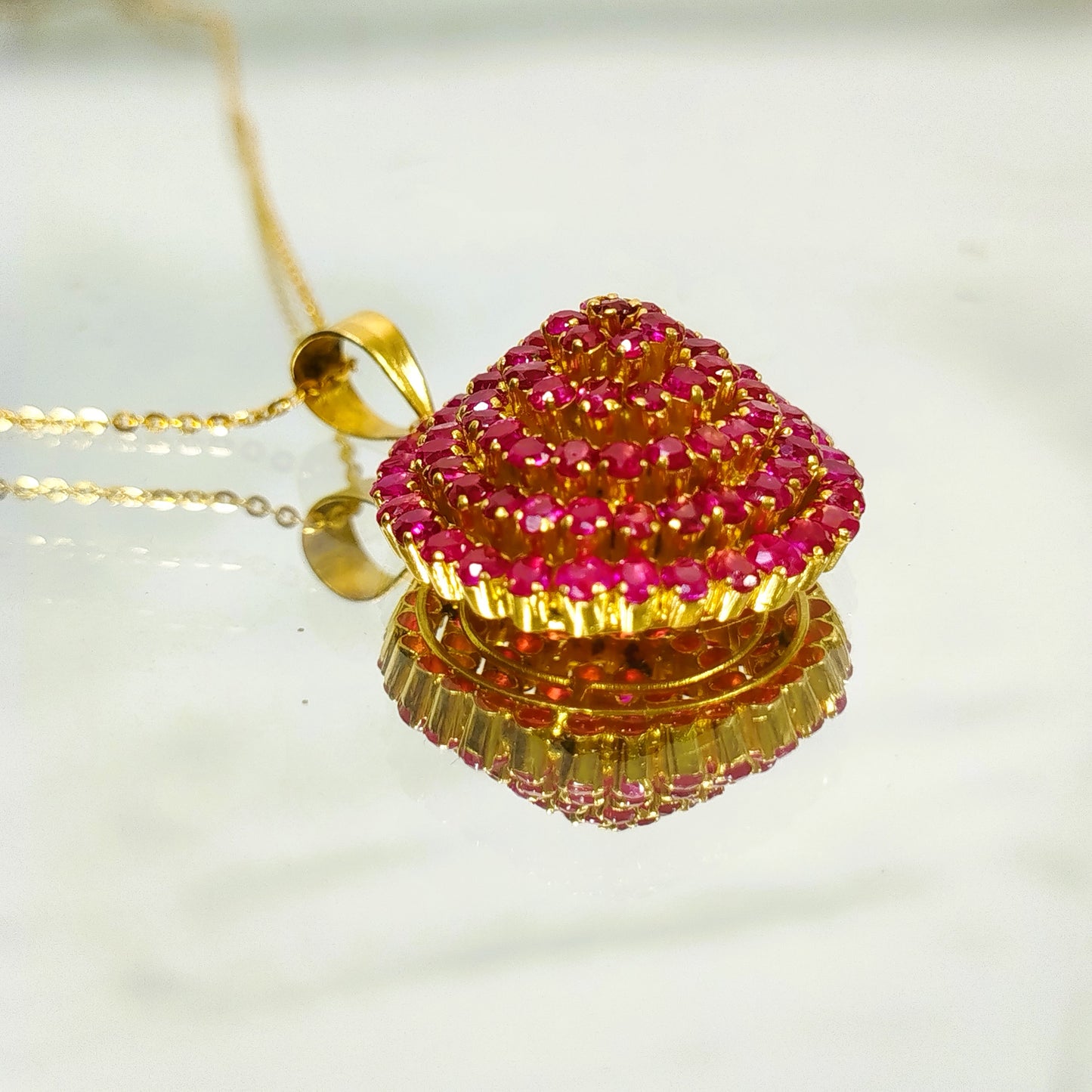 Natural Burmese Ruby Pendant with 18K Gold