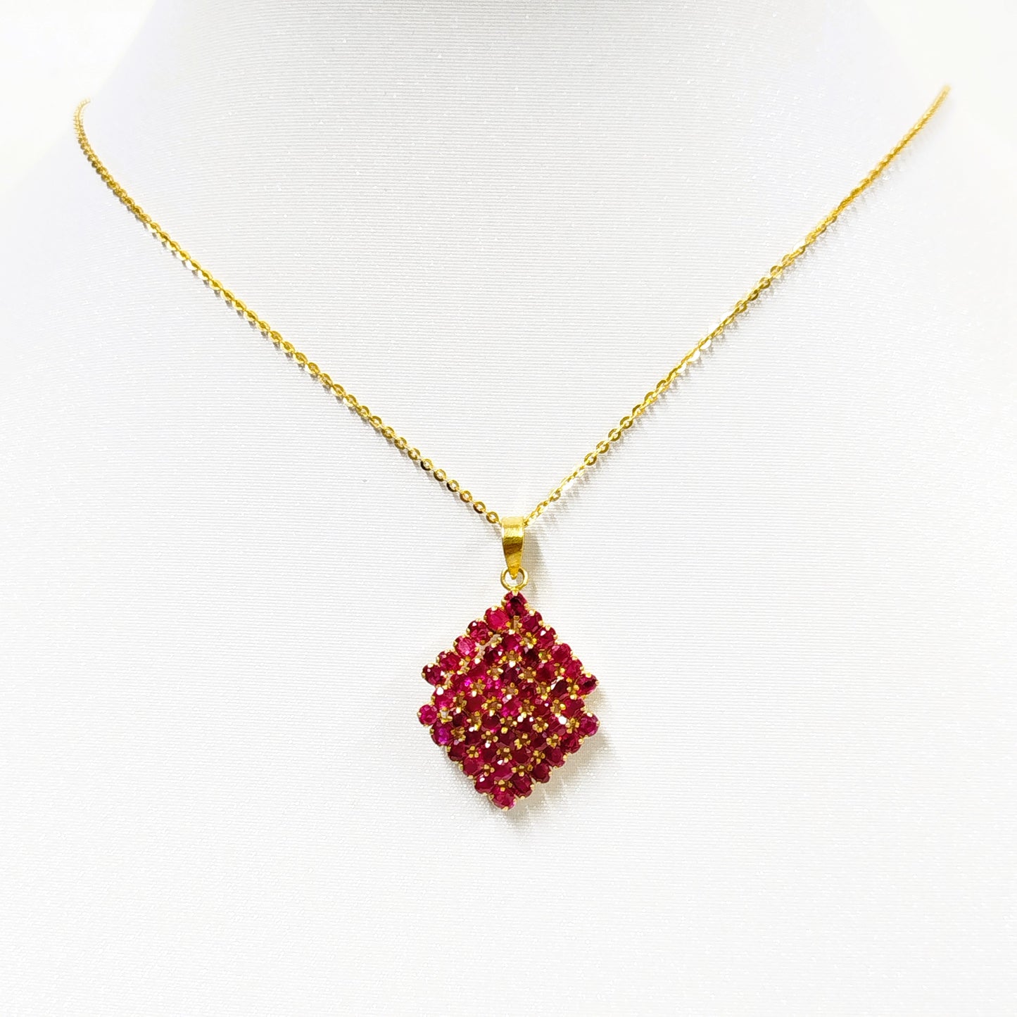 Natural Burmese Ruby Pendant with 18K Gold