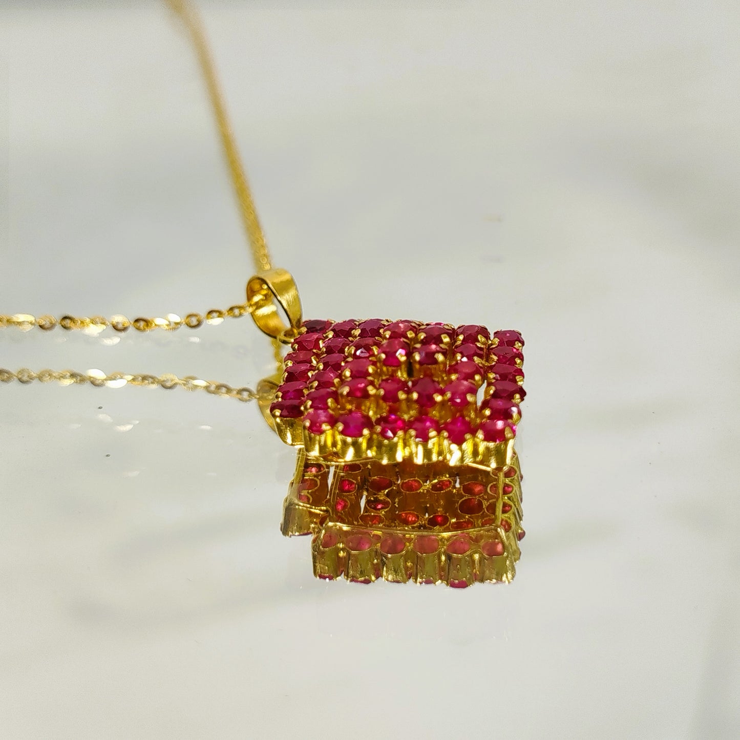 Natural Burmese Ruby Pendant with 18K Gold
