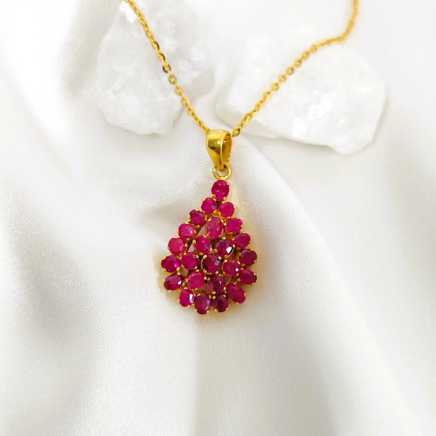 Natural Burmese Ruby Pendant with 18K Gold