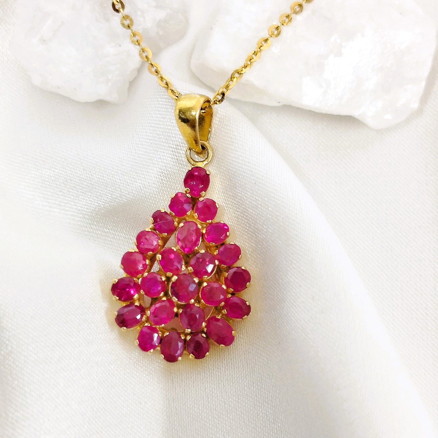 Natural Burmese Ruby Pendant with 18K Gold